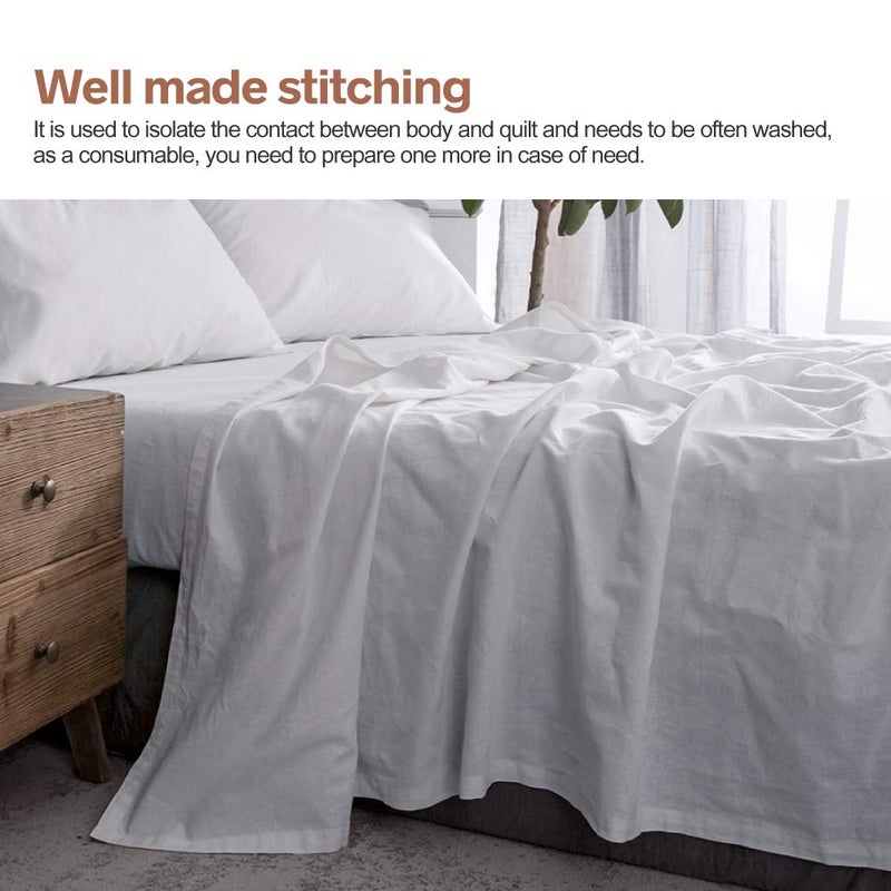 BISELINA Linen Sheet French Flax Flat Sheet Only 55% Euro Linen 45% Cotton Basic Style Solid Color Soft Breathable Farmhouse Top Sheet 1-Piece (King, White) - Image 4